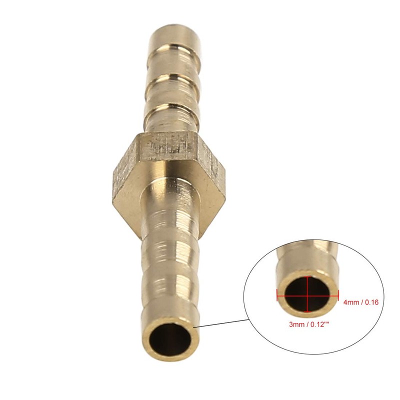 X AUTOHAUX 4mm Brass Barb Hose Fitting Straight Joiner for
