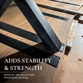 Baru Decor Set of 2 - 40" C-Channel Steel for Tabletop Live Edge Slab Brackets Support, Woodworking, Black Powder Coat Finish, 8 Holes