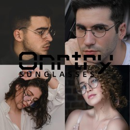 Onrtry Round Blue Light Blocking Glasses for Women Men Circle Clear Lens Metal Frame Glasses(Silver)