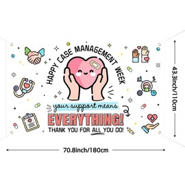 Lofaris Happy Case Management Week Banner 70.8x43.3in Your Support Means Everything Thank You Sign for Case Managers, Healthcare Professionals Appreciation Party Decor