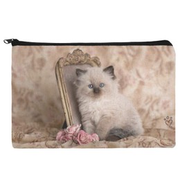 Ragdoll Tiffany Cat Kitten Victorian Roses Makeup Cosmetic Bag Organizer Pouch