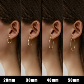 Gacimy Big Gold Hoop Earrings for Women 14K Real Gold Plated, 925 Sterling Silver Post CZ Earrings for Women, 50mm Big Hoops