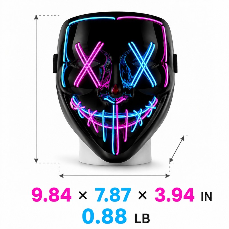LED Halloween Mask for Cosplay - Light Up Scary Festival