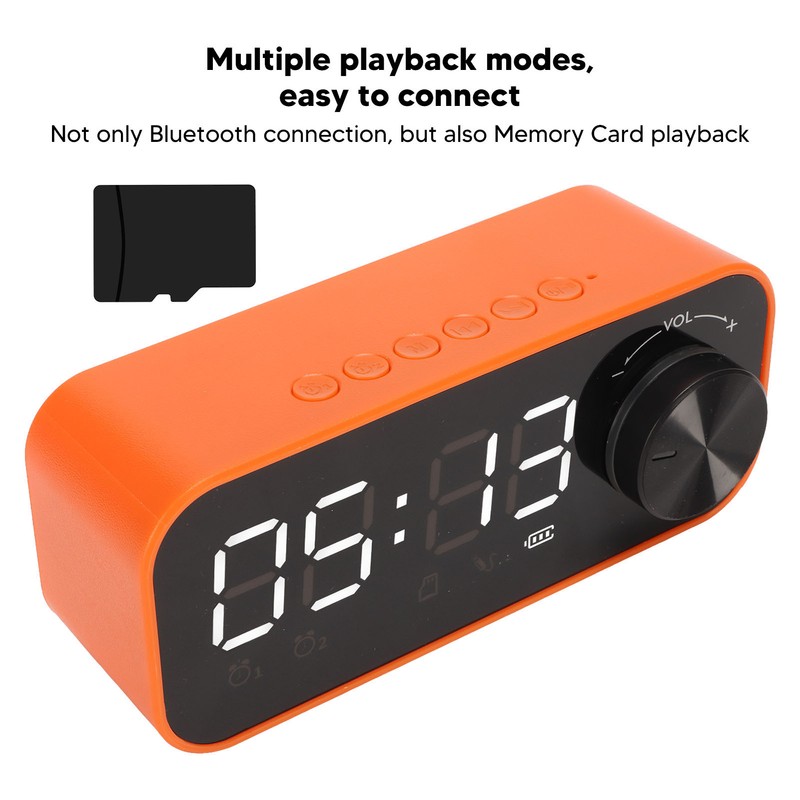 Mini Bluetooth Speaker Heavy Bass Dual Alarm Clock Portable Wireless