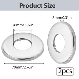 2 Pack 26mm G3/4 Chrome Tap Shower Pipe Cover Tap Cover High Collar Stainless Steel Valve Pipe Covers Decorative Faucet Trim Hole Concealers for 26mm Diameter Pipe Bathroom Kitchen Shower Radiator