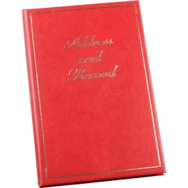 Esposti Address and Record Book - Vinyl Padded Cover - Gold Letters - 3 Step Index for Christmas Card List Birthdays and Anniversaries - Red - 135 x 195mm