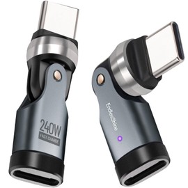 ENDLESSHINE USB C to C Adapter 2 Pack 360° Rotary Phone OTG Port Replacement & Extender PD 240W USB2.0 480Mbps Type-C Extension Connector with LED Indicator (Black)