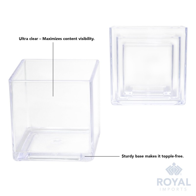 Royal Imports Clear Acrylic Flower Vase Cube – 4"x4" Plastic