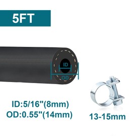 ZONBANG 5/16 Fuel Line, NBR Rubber 5/16 Fuel Hose Nylon Braided with Hose Clamps, Fuel Line Hose for Automotive Vehicles(5FT)