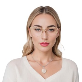 HAITONGCR Ladies' Square-Frame Blue Light Blocking Reading Glasses for Women Crown R1106