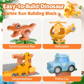 Marble Runs for Kids 4-8, Dinosaur Toys, Montessori Learning STEM Building Toys, Compatible with All Major Brands of Building Blocks for Toddler, Kids Ages 3 4 5 6 7 8+ Boys Girls Gifts