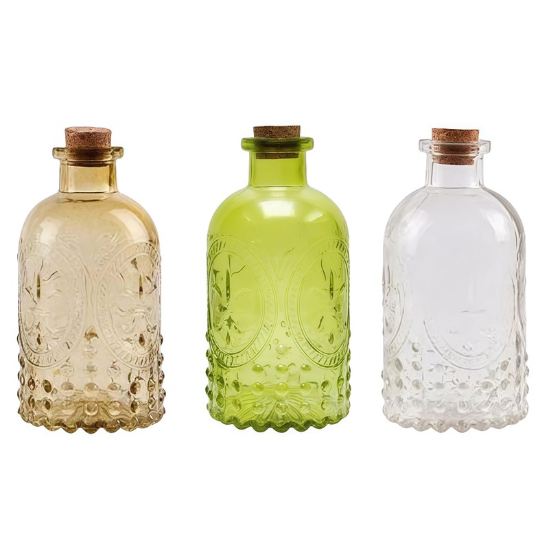 Gyaxiang 2Pcs Clear Glass Reed Diffuser Bottles with Cork Lid,Apothecary