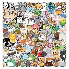 Animal Water Bottle Stickers for Kids,100 PCS Animal Stickers Pack for Laptop Phone Skateboard Bicycle Bumper Suitcase Luggage Car Guitar,Waterproof Aesthetic Vinyl Stickers for Teens Girls