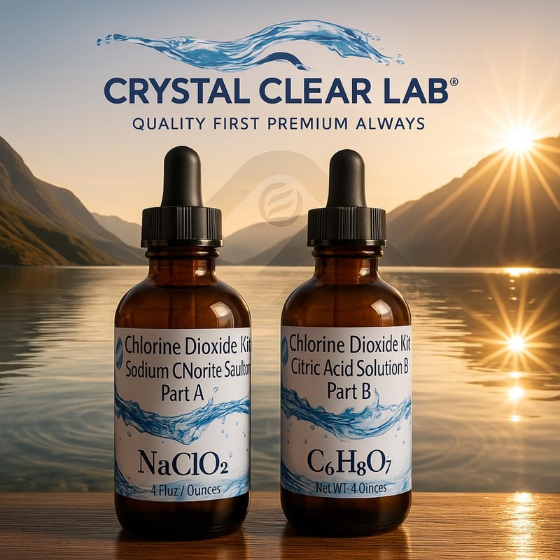 Chlorine Dioxide Solution Kit, 8oz Glass Set for CDS ClO2