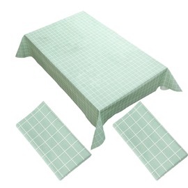 2 Packs 54 x 70 inch Green PVC Table Cloth Waterproof Vinyl Tablecloths Plaid Wipe able Table Cover Clean Plastic Black Checkered Tablecloths Oil Cloth Indoor and Outdoor Tablecloth for Party,Picnic