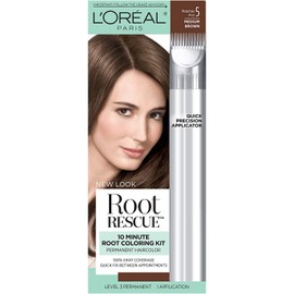 L'Oreal Paris Magic Root Rescue 10 Minute Root Hair Coloring Kit, Permanent Hair Color with Quick Precision Applicator, 100% Gray Coverage, 5 Medium Brown, 1 kit