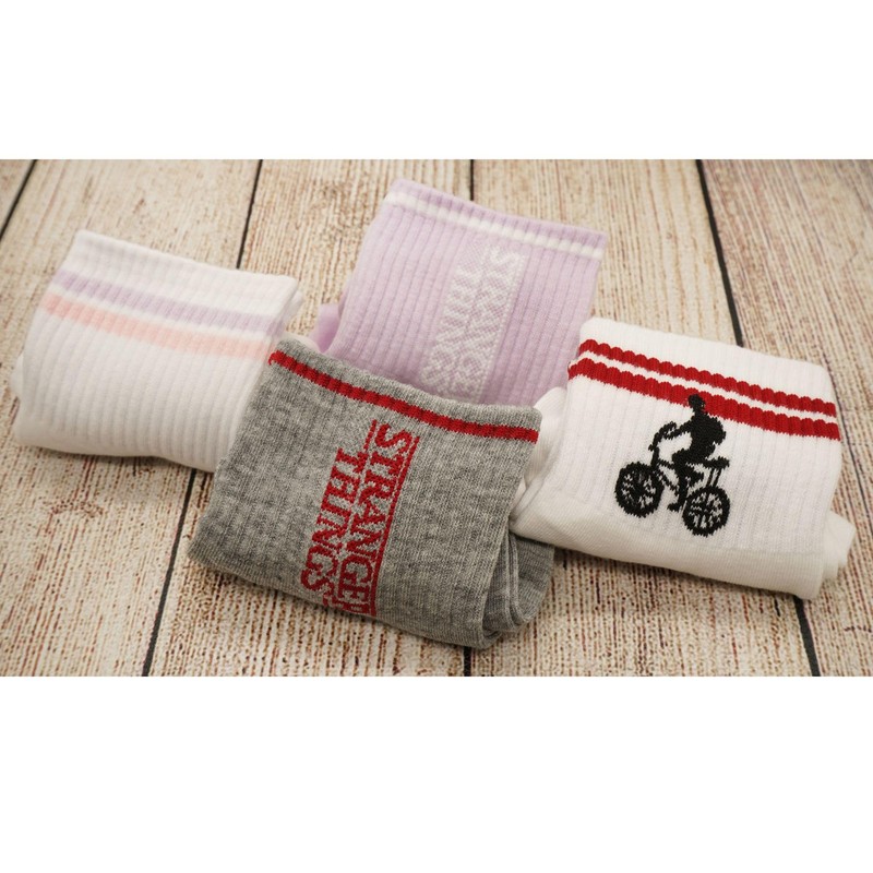 4 Pairs Women Short Socks Stranger Things Fine Drawing Ankle