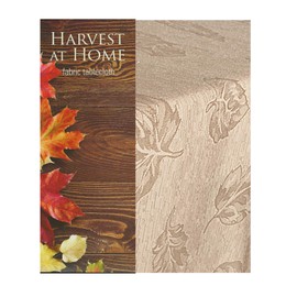 Newbridge Tremont Autumn Leaf Damask Thanksgiving Fabric Tablecloth, Swirling Leaves Damask Fall Season, Soil Resistant, Easy Care Solid Color Tablecloth, 52 Inch x 70 Inch Oblong/Rectangle, Taupe