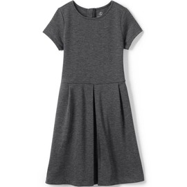Lands' End Uniform Short Sleeve Ponte Dress Charcoal Heather Kids 10