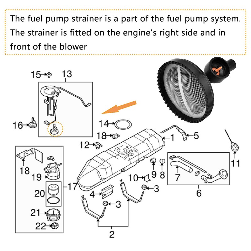 Fuel Tank Sending Unit Filter Screen Strainer and Filter Compatible