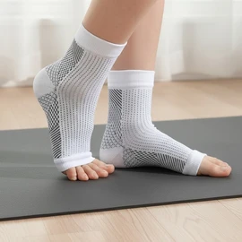 Slimpix Elastic Ankle Support Socks, 4 Pairs (M-L), White Ankle Support