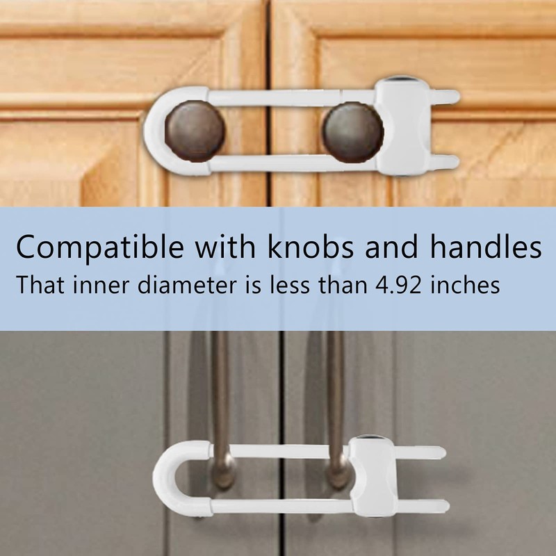 Sliding Cabinet Locks, Child Safety Locks U-Shaped Adjustable Child Proof