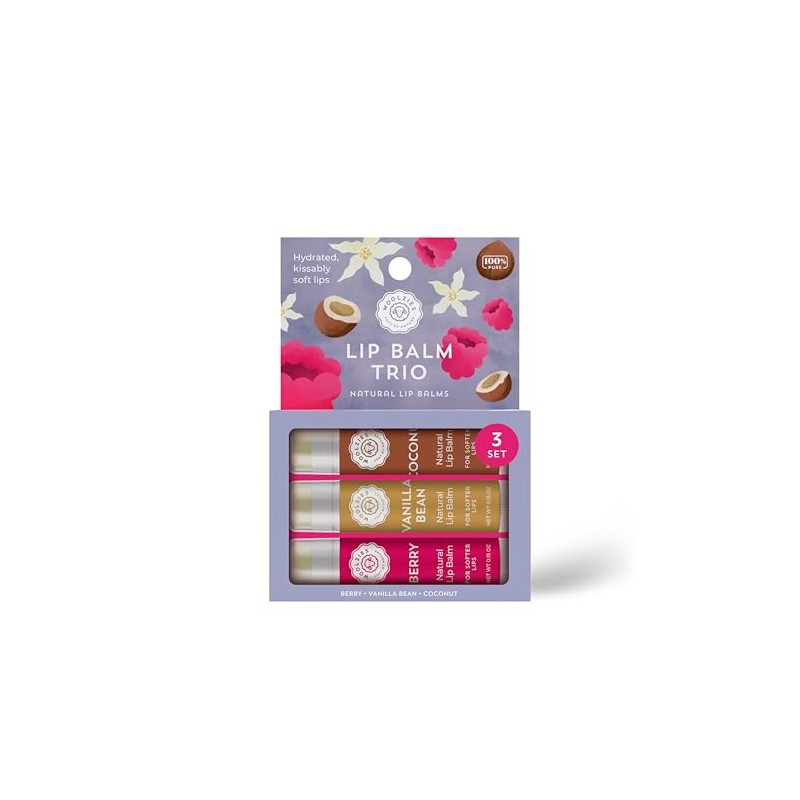 Lip Balm Set: All-Natural Shea Butter, Beeswax, Coconut Oil, Vitamin