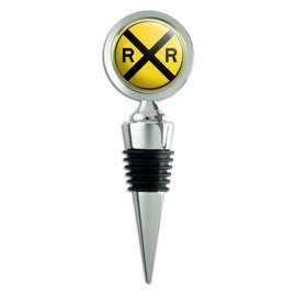 Railroad Crossing Traffic Sign Train Wine Bottle Stopper