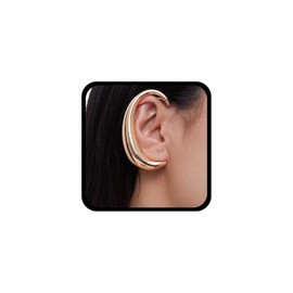 Cybche Punk Moon Ear Cuff Earrings Moon Ear Climber Cuff Earrings Gold Celestial Moon Earrings Crescent Ear Wrap Earrings Non Piercing Climber Crawler Earrings Exaggerated Metal Earrings（Gold Right)