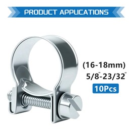 JTAREA 16-18MM Fuel Injection Hose Clamps 5/8"-23/32" Gas Line Clamps Pipe Clamp for Automotive Diesel Petrol Pipes
