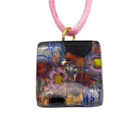 Glass Pendant, Murano Glass Pendant, Handmade Glass Pendant, Millefiori Pendant, Gold Leaf, Murano Glass Jewellery, Glass from Venice, Venetian Glass, 2cm x 2cm (Diana)