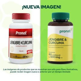 Suplemento Jengibre  Curcuma (60 Caps) - Pronat Sabor Sin sabor                                                                                       