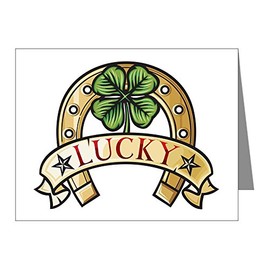 Note Cards (10 Pack) Lucky Horseshoe with Four Leaf Clover