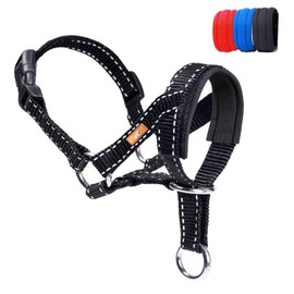 Dog Head Collar with Reflective Strap to Stop Pulling for Small Medium and Large Dogs, Adjustable (S, Black)