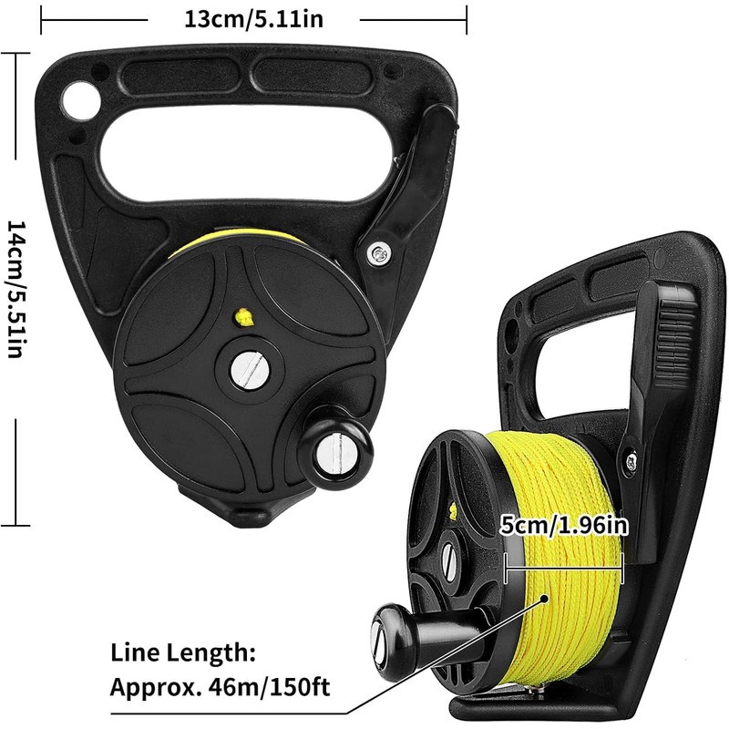 Dive Reel, Diving Reel with Thumb Stopper, Heavy Duty 46m/150ft