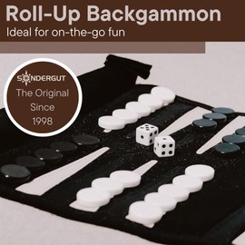 Sondergut Backgammon Board Game Black - for Rolling Made of 100% Leather - The Original Since 1998 Camper & Travel Fans - 25 x 34 cm