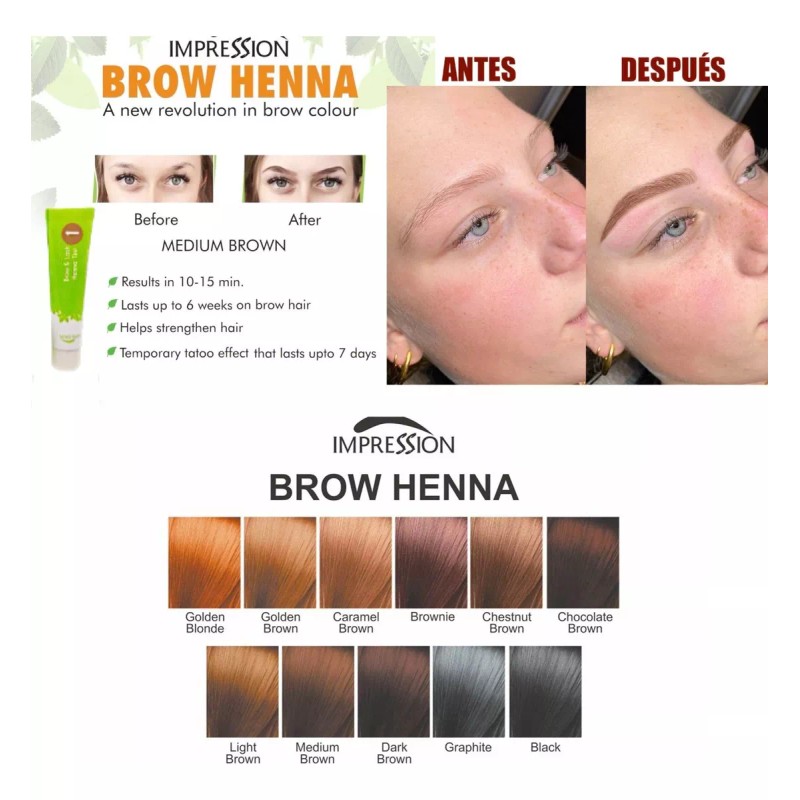 Impression Kit Henna Cejas Hd Y Pestañas Tipo Microblading Tinte