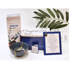 Generic Kintsugi Sympathy Gift for Loss of a Loved One, Broken Made Beautiful, Bereavement Comfort Box, Sympathy Gift, When Flowers Aren't Enough, Kintsugi Bowl, Healing Gift,, Blue