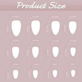 JUGUTA 24 Stück Mittlere Mandel Form Press On Nails, Blumen-Design Aufkleber Nägel, Französischer Stil Mit Glanz, Falsche Nägel, Kunstnägel Zum Aufkleben