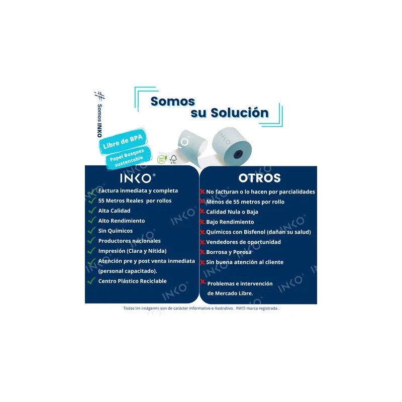 50 Rollos Papel Térmico 80x70 Color Azul Impresora 80mm Color