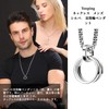 Yooping Men's Necklace, Silver, Double Ring, Pendant, Stainless Steel