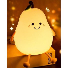 SMOORITA Kids Night Light, Cute Lamp Pear Silicone Nightlight for Bedroom, Baby Nursery Night Light USB Rechargeable Color Change Lamp for Boys and Girls, Birthday Christmas Gift, Room Decor