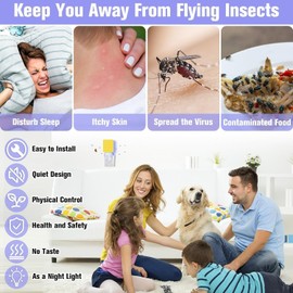 Flying Insect Trap Plug-in, Indoor Mosquito & Gnat Killer, Safe Non-Toxic UV Light Fly Catcher, Night Light Bug Trap with Sticky Pad for Flies, Gnats, Moths (1 Pack, White)