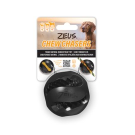 Zeus Chewchasers Ball Shaped Dog Toy, Treat Dispensing Toy, Black, 12.5 cm