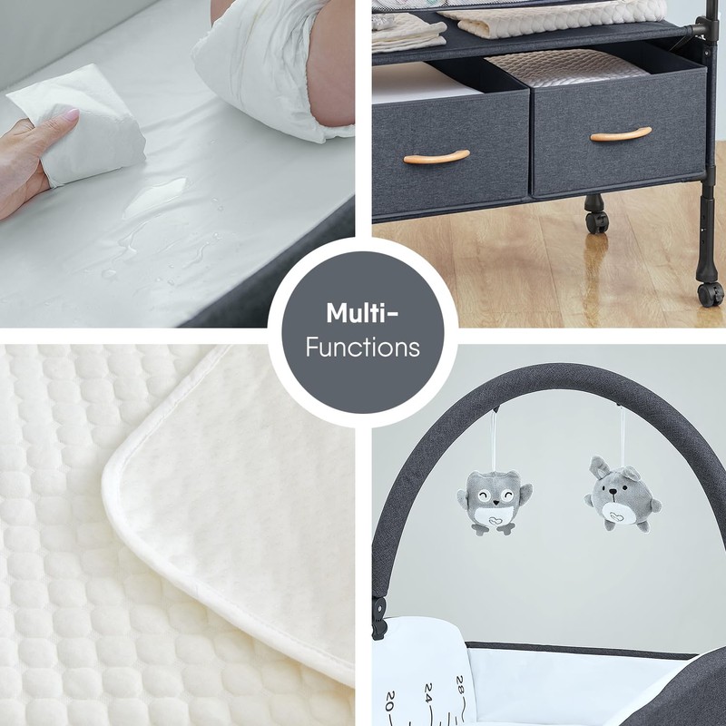 Portable Baby Changing Table with 2 Storage Baskets, BabyBond Foldable