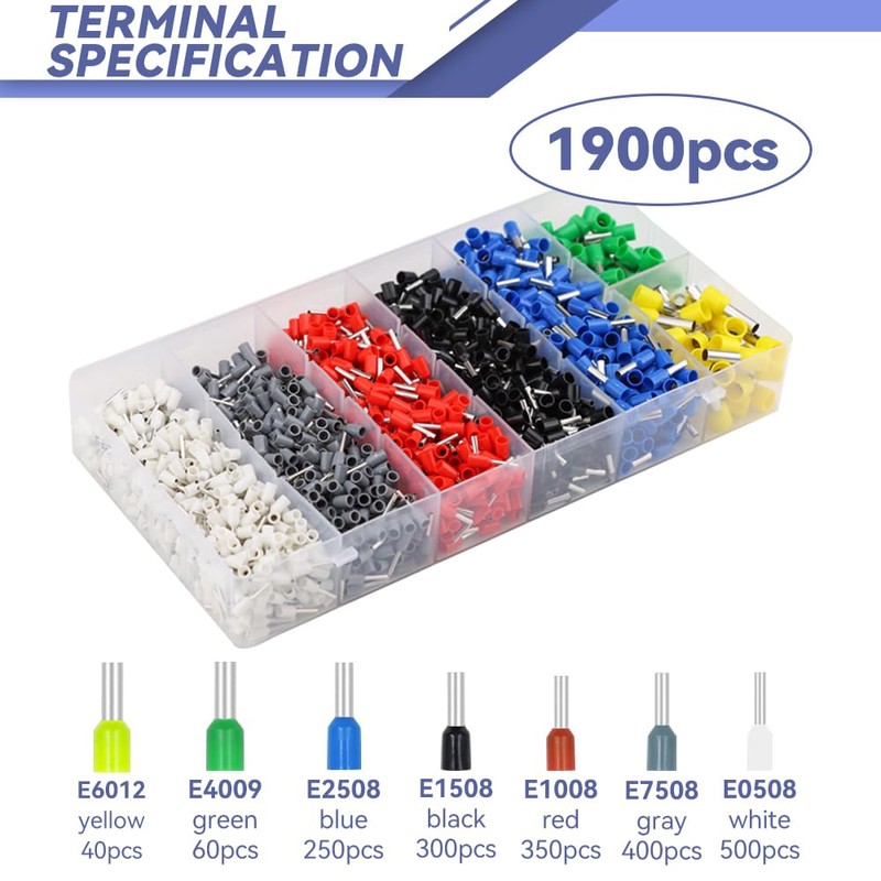 YMYP Ferrule Crimping Tool AWG 23-7 (0.25mm²-10mm²) with 1900PCS Ferrules