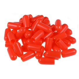 sourcing map 50pcs Rubber End Caps 5.5mm ID Vinyl Round Tube Bolt Cap Cover Screw Thread Protectors Red