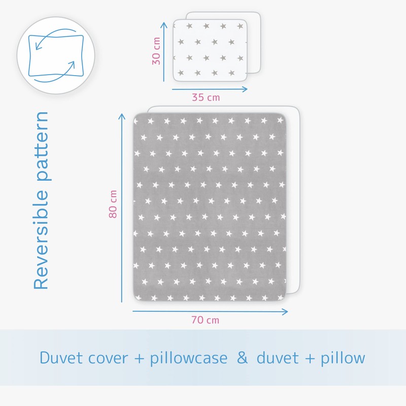 5 Piece Baby Bedding Duvet Pillow with Covers & Jersey