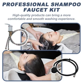 Shampoo Bowl Faucet Kit for Hair Salons – Brass Faucet, Vacuum Breaker, Sprayer & Hose Set for Shampoo Sink Installation