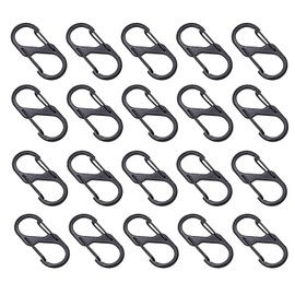 20 PCS Small Alloy Carabiner Clip, 1.6 inch(41mm) Carabiner Clips Dual Wire Gate Snap Hook Keychain Women Men Camping Fishing Hiking Traveling (Black)